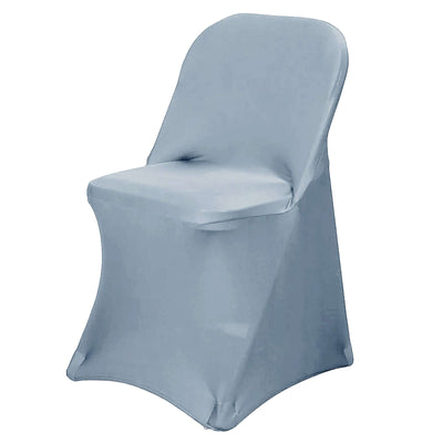 Stretch Spandex Chair Cover Dusty Blue for Folding Chairs - Reusable & Wrinkle-Resistant 160GSM Fitted Slipcover