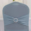Spandex Chair Cover with Silver Rhinestone Buckled Sash Band Dusty Blue - Stretch Fitted Slipcover
