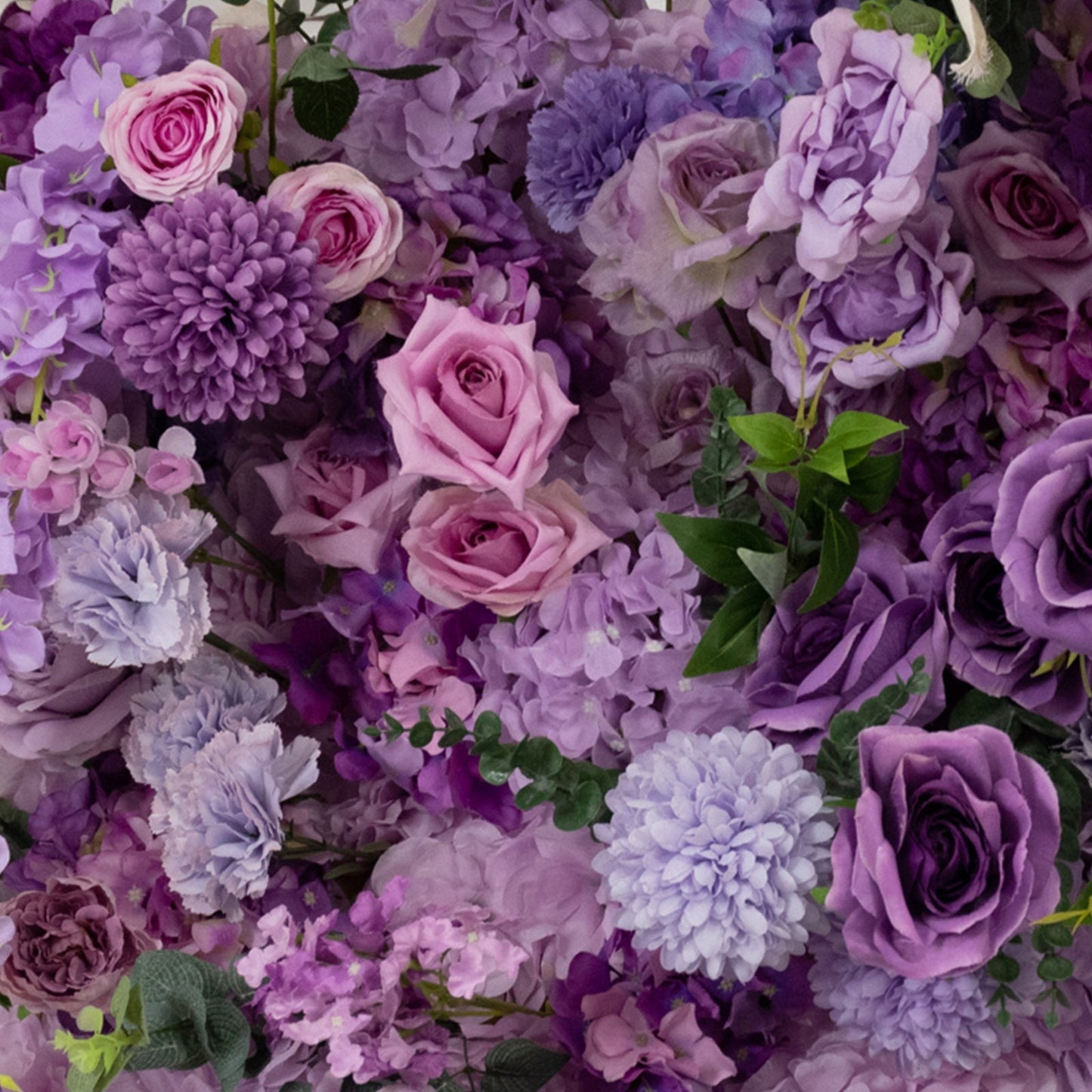 8ftx8ft Roll Up Flower Backdrop for Arch Stand, Lavender Lilac with Fabric Backing - Artificial Silk Roses, Hydrangeas & Chrysanthemums for Weddings