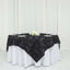Satin 72"x72" Table Overlay Square Tablecloth Black - 3D Rosette Design for Stylish Occasions