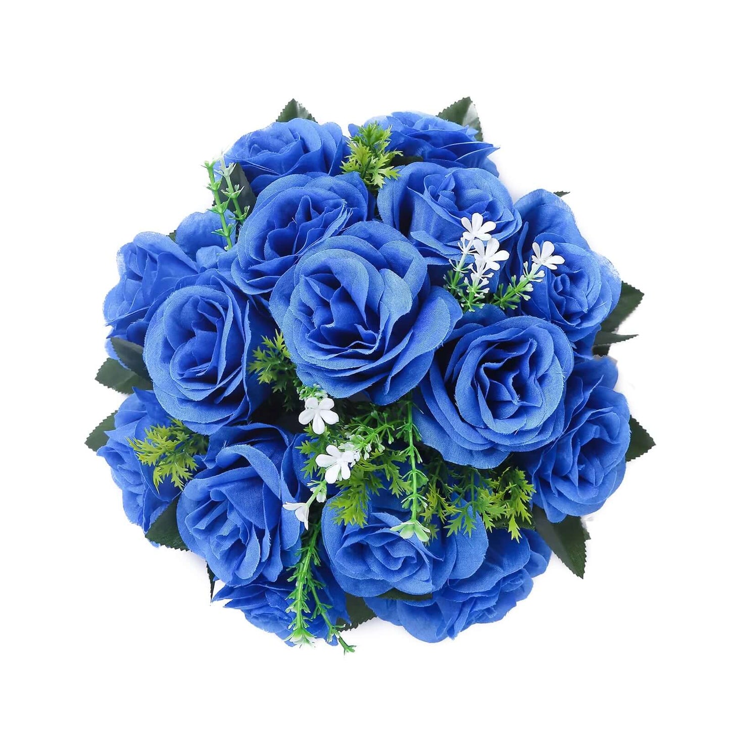 2 Pack Royal Blue Silk 15-Head Rose Flower Balls For Centerpieces - 10", Artificial Kissing Ball Floral Arrangements