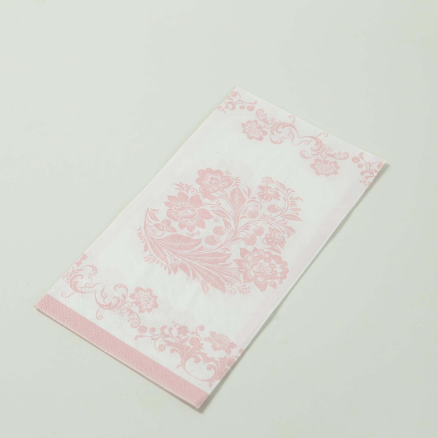 50-Pack Paper Dinner Napkins White with Pink Damask Floral Pattern 2-Ply - Stylish Disposable Napkins for Parties