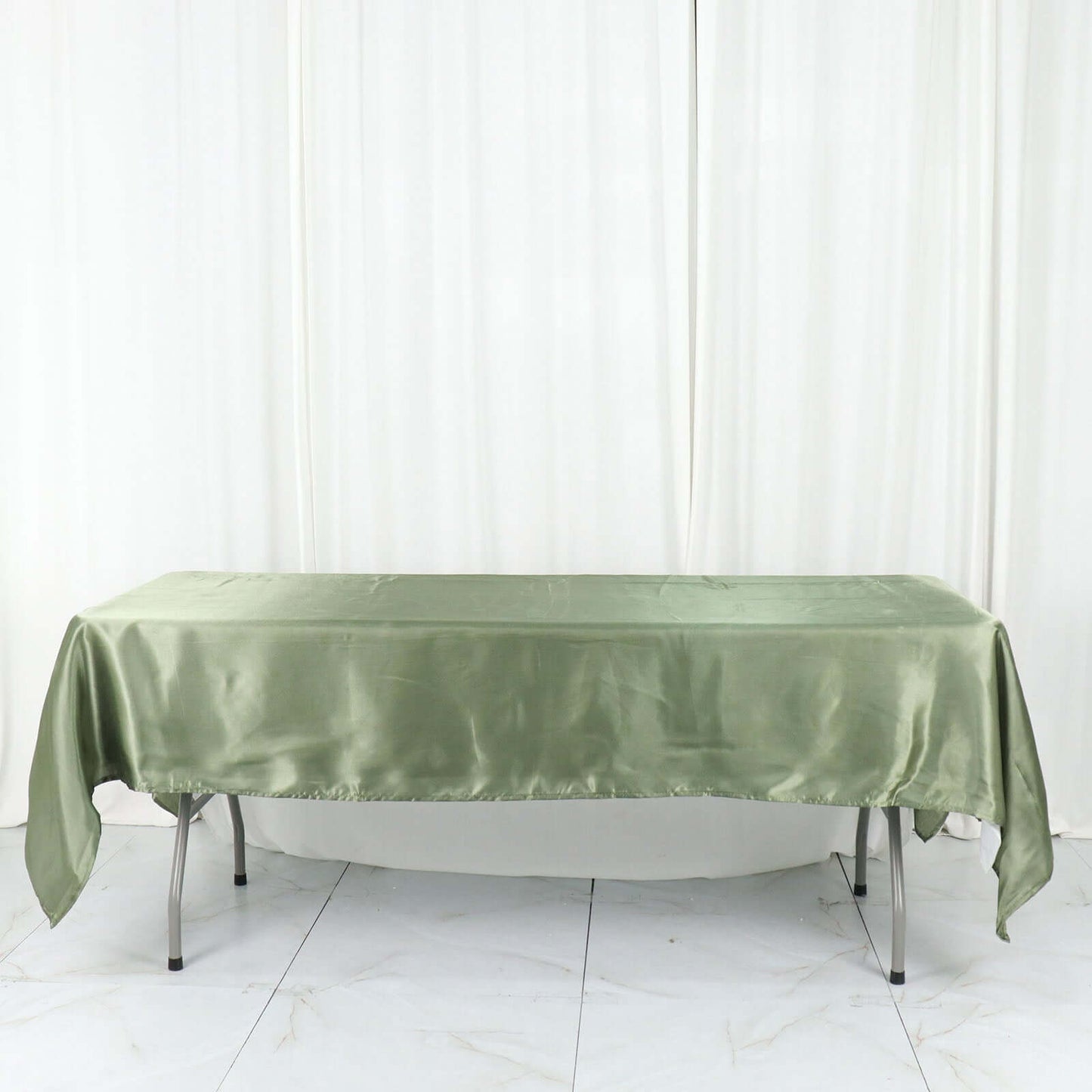 Satin Rectangular 60"x102" Tablecloth Dusty Sage Green - Smooth and Lustrous Table Cover