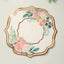 10-Pack Disposable Table Placemats in White with Peony Flowers Print & Rose Gold 13"