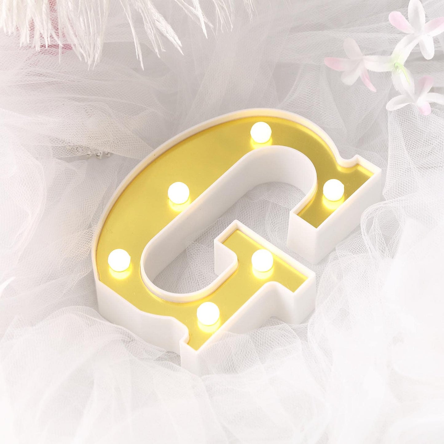 3D Marquee Letter "G" Warm White 6 LED Lights Gold - Chic Light-Up Decor for Events 6"