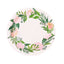 25-Pack Paper 7" Round Dessert Plates in White with Rose/Peony Flower Wreath - Disposable Appetizer Salad Plates for Special Occasions & Gatherings