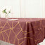 Polyester 60"x102" Rectangle Tablecloth Cinnamon Rose with Gold Foil Geometric Pattern - Wrinkle-Resistant & Durable Table Cover