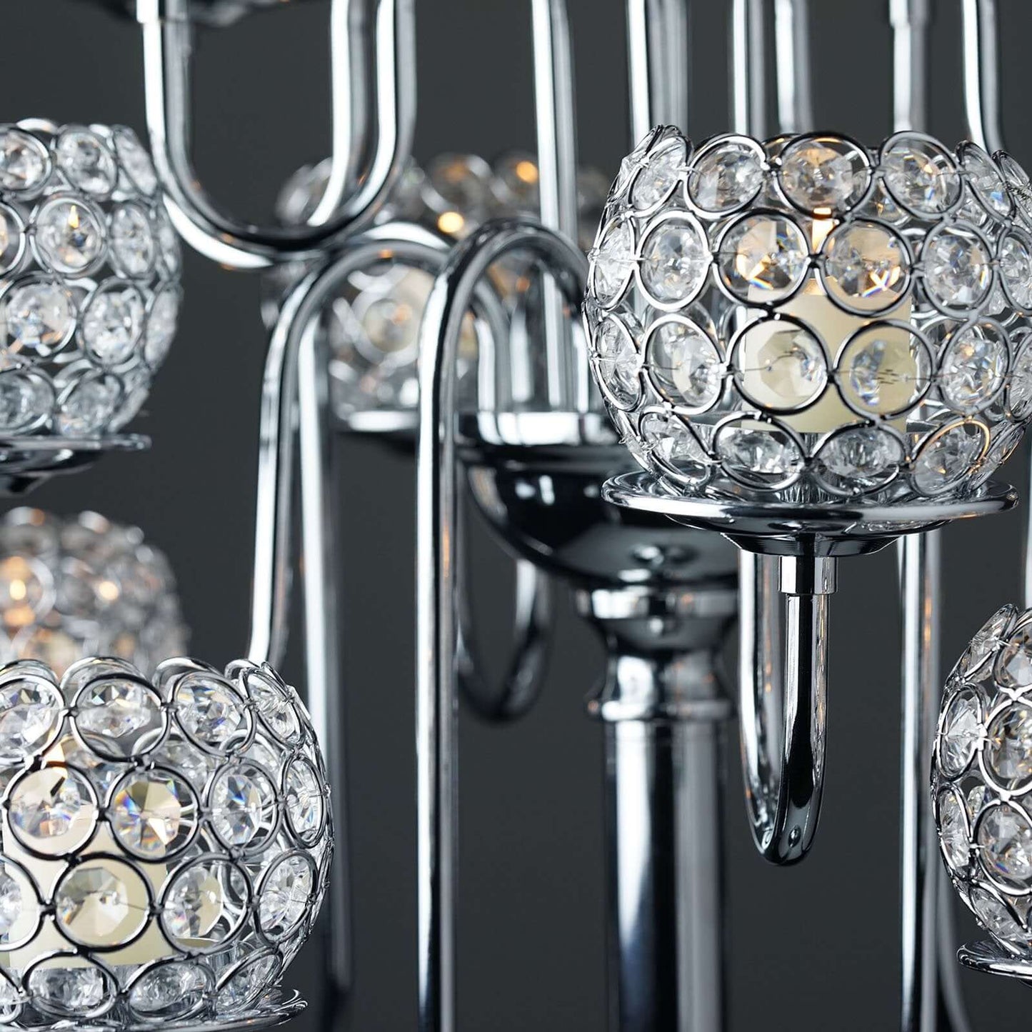 Metal Crystal Beaded Candelabra Silver 13 Arm Design - Table Centerpiece for Events 40"