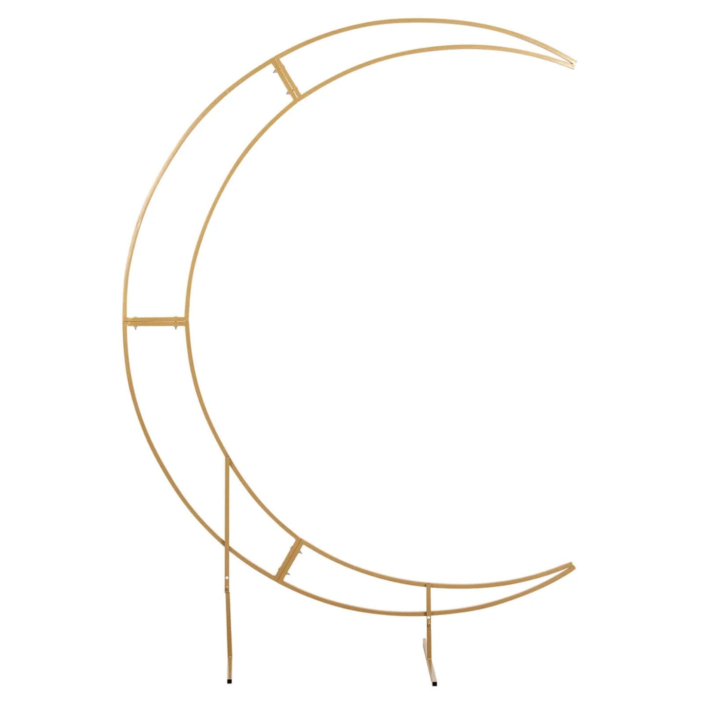 7.5ft Gold Metal Half Crescent Moon Wedding Arbor Frame, Curved Design Arch Flower Balloon Stand