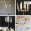 Metal 9-Arm Round Cluster Taper Candelabra Table Centerpiece Gold - Candlestick Holder Table Centerpiece With Drip Accents and Clear Glass Shades 40"