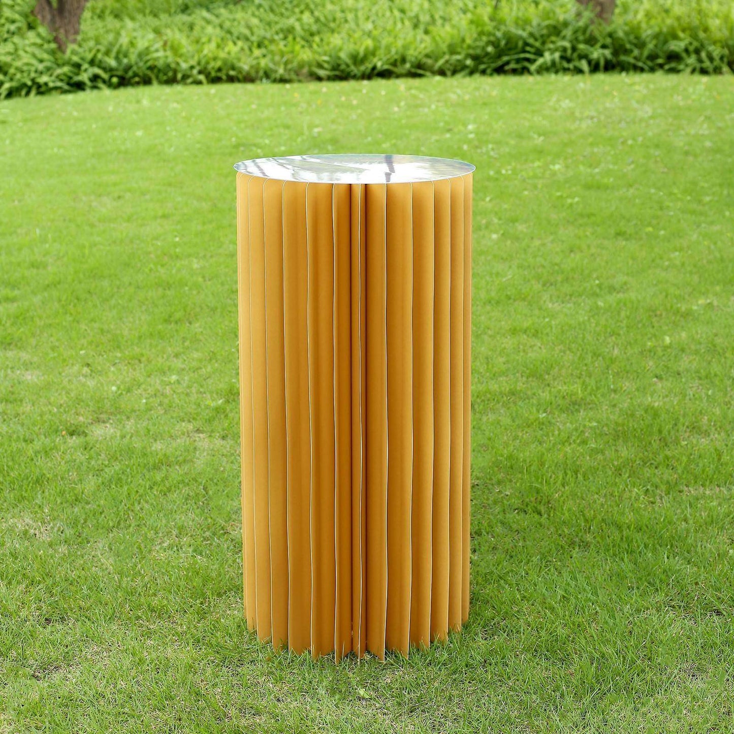32" Gold Cylinder Display Column Stand, Pillar Pedestal Stand With Top Plate