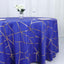Polyester 120" Round Tablecloth Royal Blue with Gold Foil Geometric Pattern Wrinkle-Resistant Seamless Table Cover