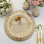 6-Pack Plastic Round Charger Plates 13" in Gold with Embossed Peacock Pattern, Stylish Disposable Charger Tableware