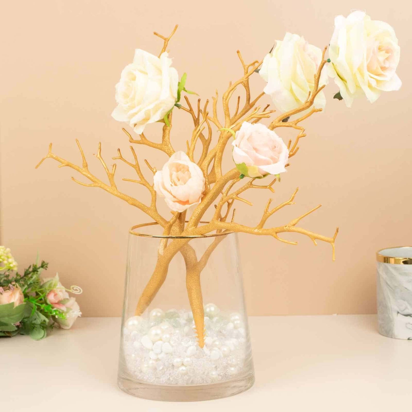 10-Pack Artificial Manzanita Tree Branch Metallic Gold for Vase Filler Home Wedding Centerpiece Ornament 14"