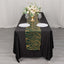 Sequin Mesh 12"x108" Table Runner Hunter Emerald Green/Gold Stylish Wave Embroidery