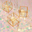 3-Pack Glass Tealight Votive Candle Holders Square Cube Design Clear with Gold Metal Frame - Stackable 3"