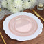 10-Pack Plastic 7.5" Round Appetizer Plates in Blush Hammered Design with Gold Rim - Disposable Salad Plates for Chic Banquets & Special Occasions