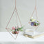 Set of 2 Hanging Tealight Candle Holders Rose Gold Metal Diamond Geometric Open Frame - Flower Terrariums 12", 15"