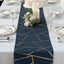 Polyester 9ft Table Runner Navy Blue with Gold Foil Modern Geometric Accent