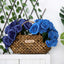 12" Navy Blue Artificial Velvet-Like Fabric Rose Flower Bouquet Bush
