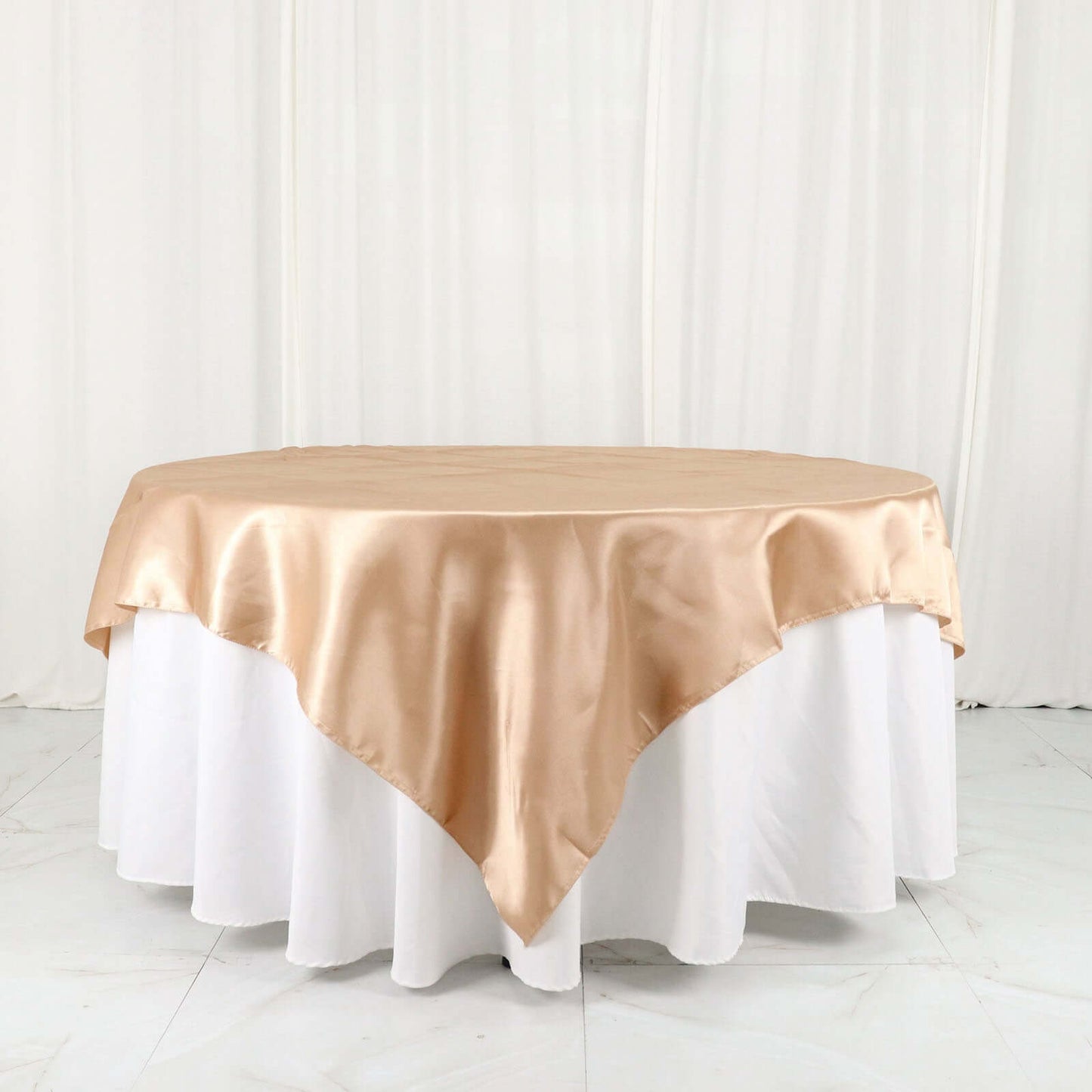 Satin 72"x72" Table Overlay Square Tablecloth Nude - Smooth Finish Table Cover