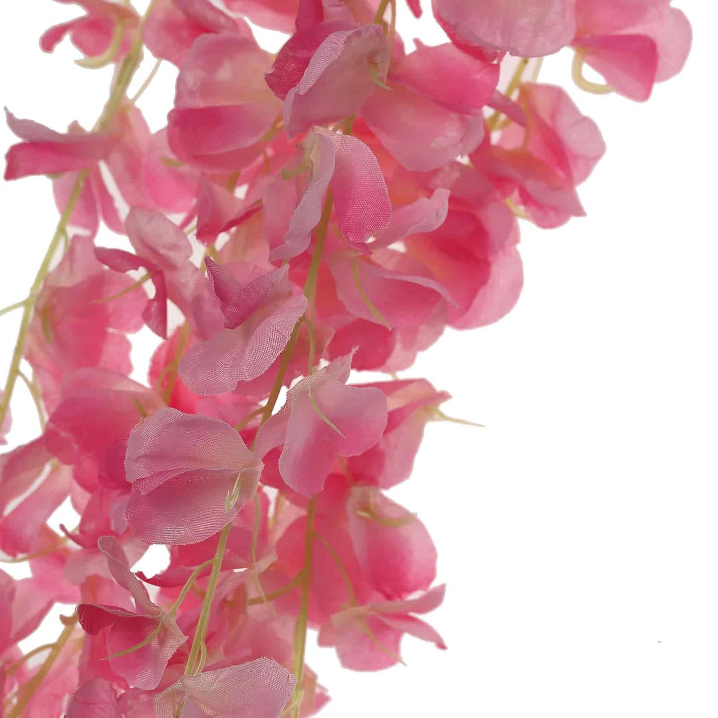 42" Silk Hanging Wisteria Flower Garland Vines in Pink, Elaborated 5 Full Strands in 1 Bush