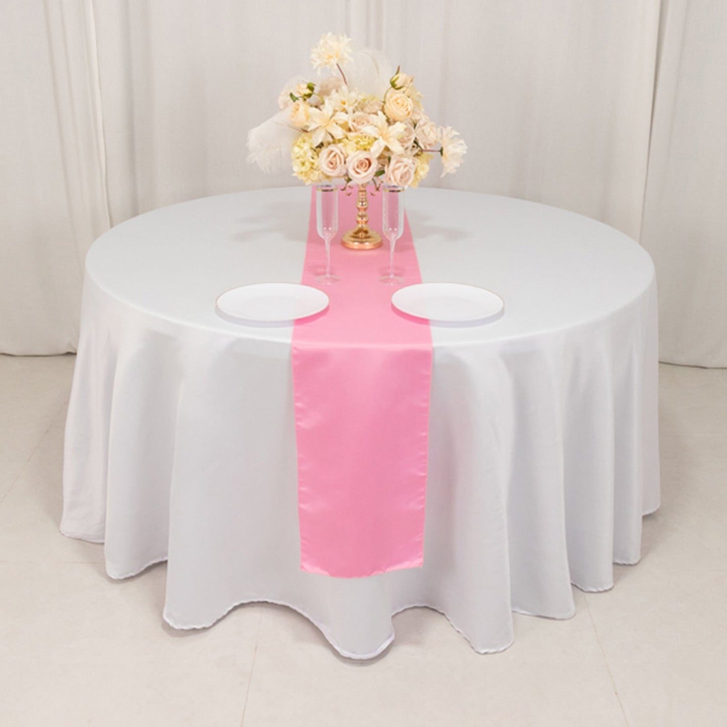 Lamour Satin 12"x108" Table Runner Pink - Smooth & Lustrous Finish
