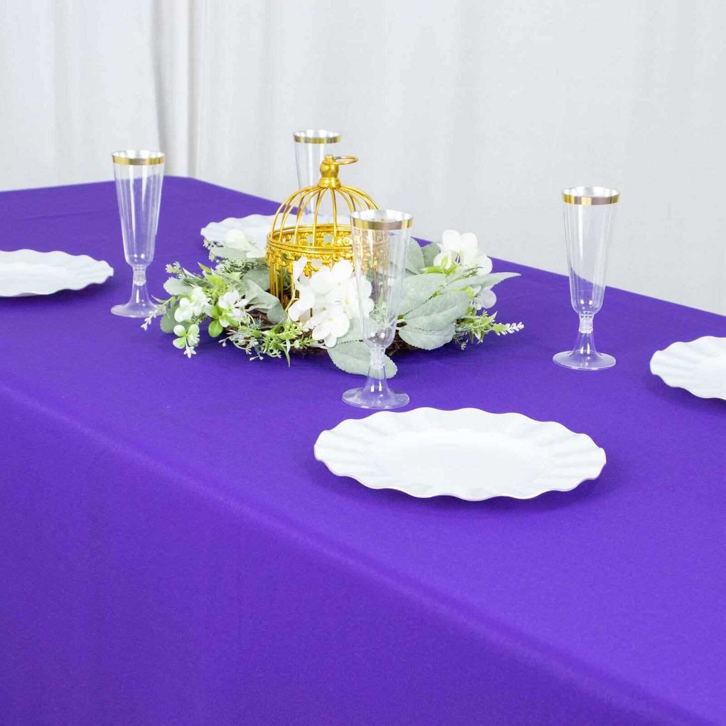 Premium Polyester 90"x156" Rectangle Tablecloth Purple - Seamless 220GSM Stain-Resistant Table Cover
