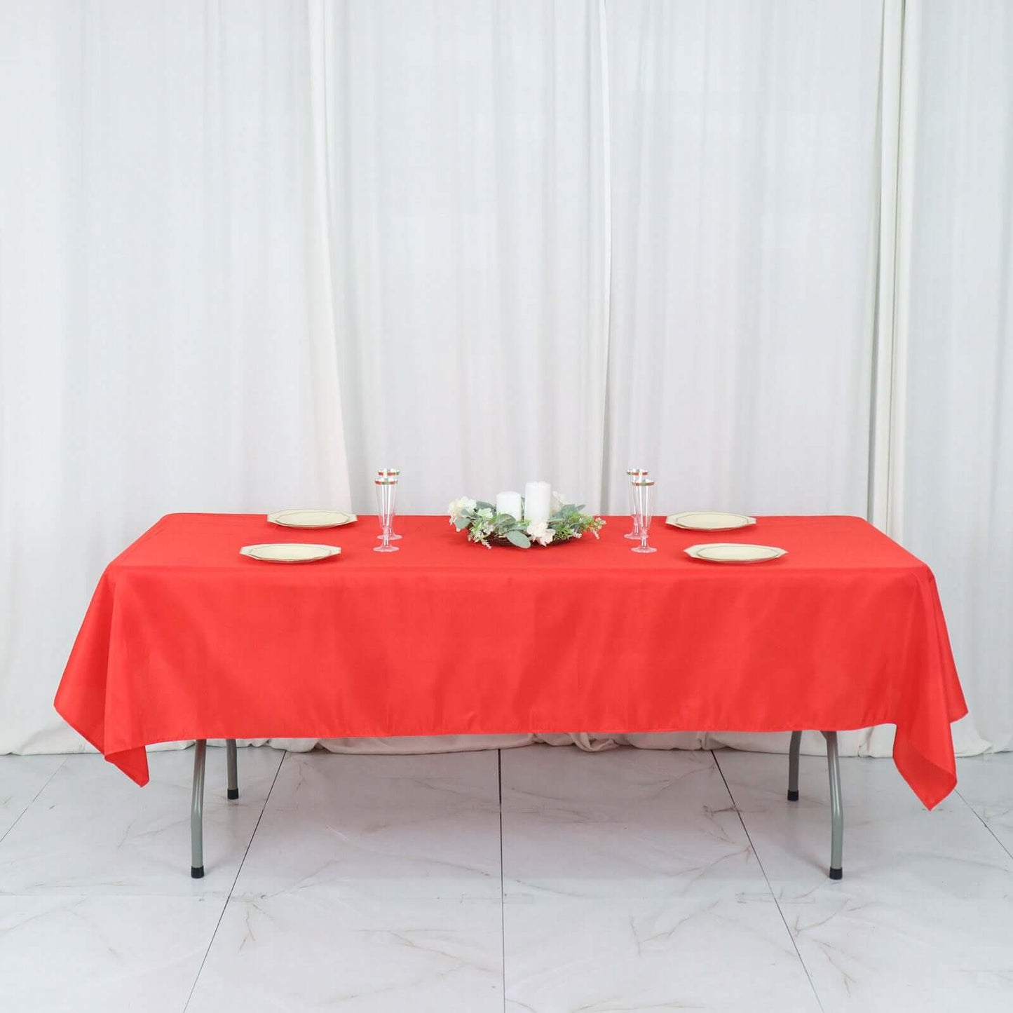 Polyester 54"x96" Rectangle Tablecloth Red - Wrinkle-Resistant & Easy-to-Care Table Cover