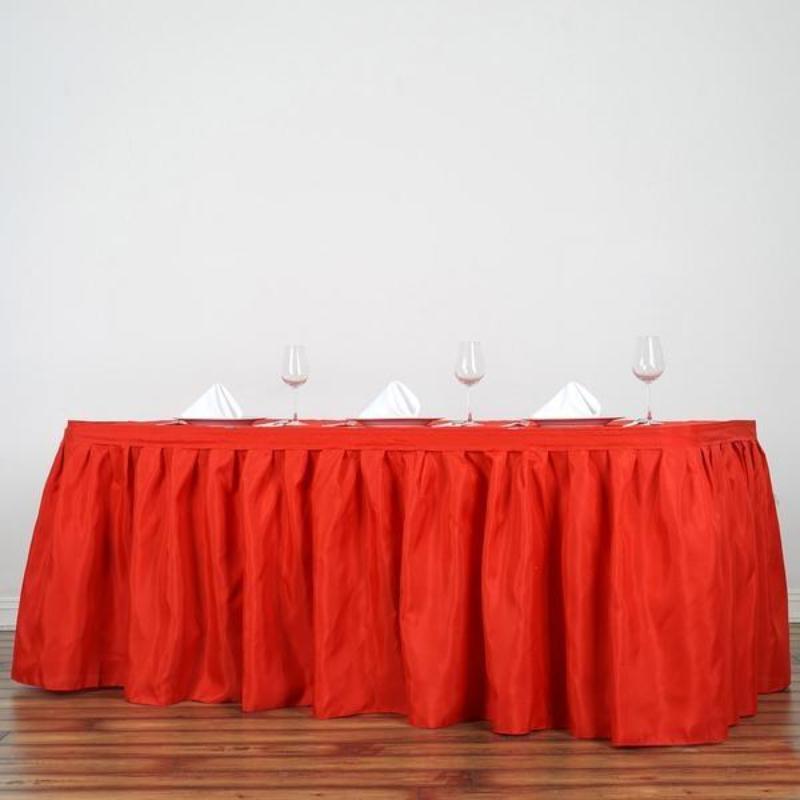 Polyester 21ft Table Skirt Red - Classic Pleated Design