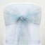 5 Pack Organza Chair Sashes Serenity Blue - Reusable Sheer Chair Bows 6"x108"