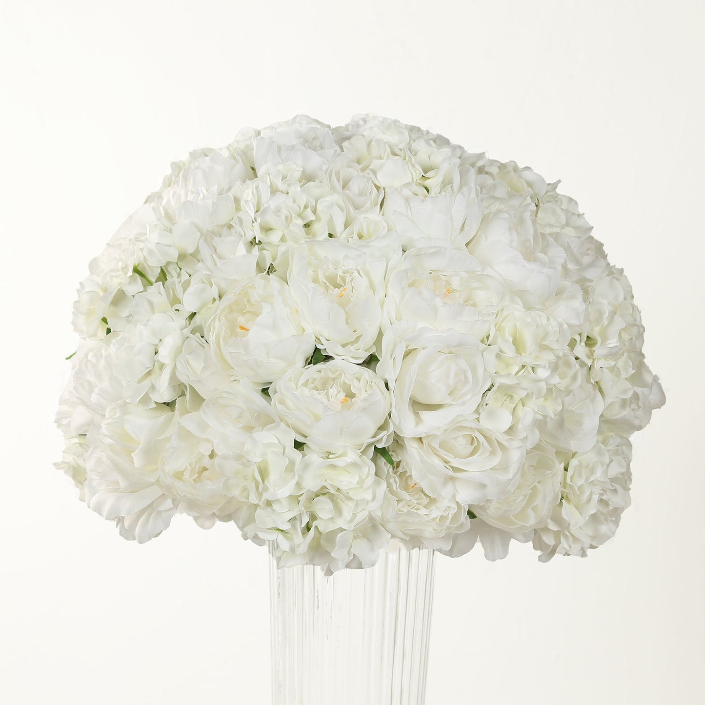 Pre-Arranged Silk Rose Wedding Centerpiece, Ivory Artificial Rose Flower Balls Arrangement Table Decor - 20"