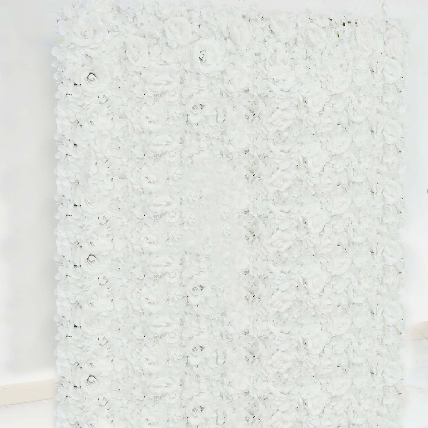 11 Sq ft. White 3D Silk Rose and Hydrangea Flower Wall Mat Backdrop - 4 Artificial Panels