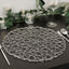 6-Pack Table Placemats Woven Fiber Design Silver Round - Disposable Mats for Dining and Events 15"