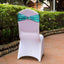 5 Pack Metallic Spandex Chair Sashes Peacock Teal - Stretch Fit Chair Bands With Round Diamond Buckles