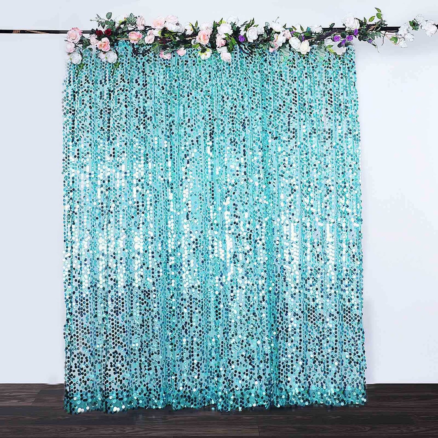 8ftx8ft Turquoise Big Payette Sequin Event Curtain Drapes, Backdrop Event Panel