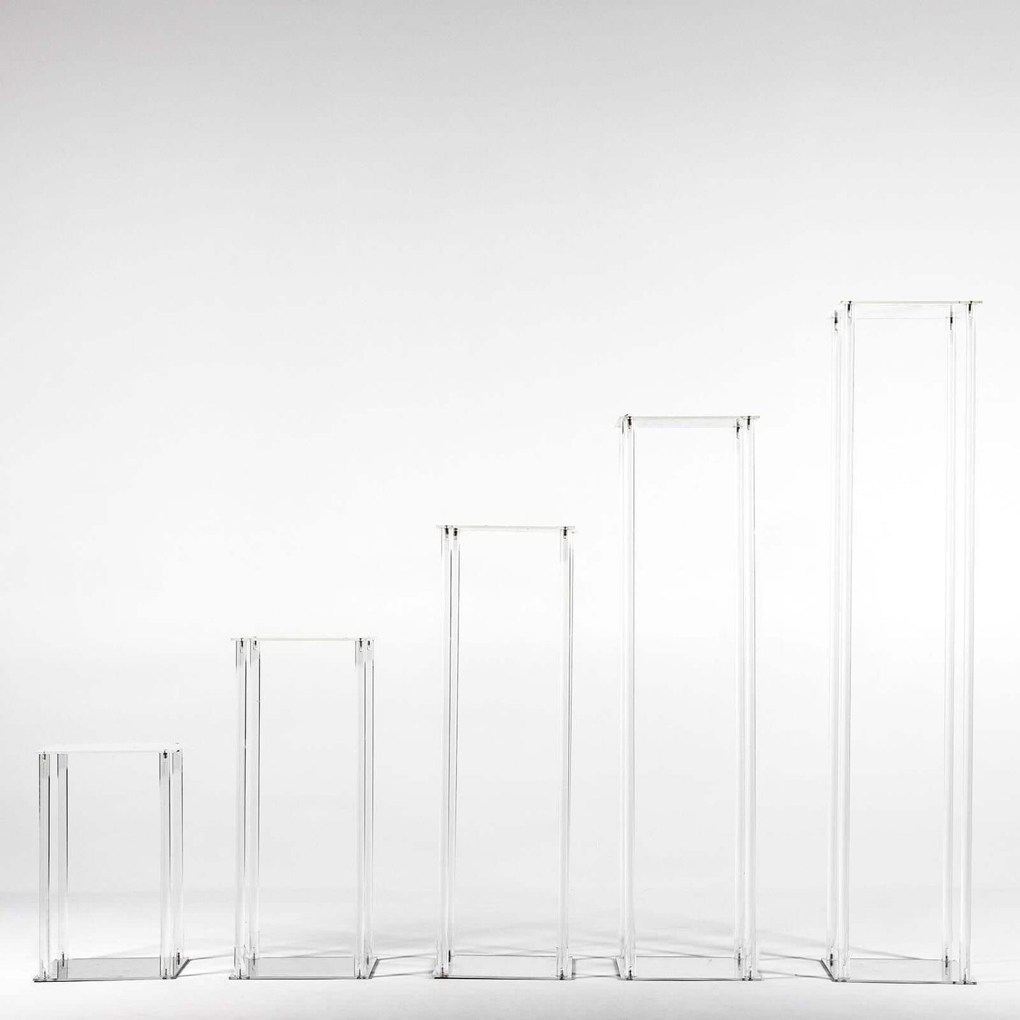 Acrylic Flower Vase Pillar Stand with Square Mirror Base Clear - Stylish Wedding Table Centerpiece 16"