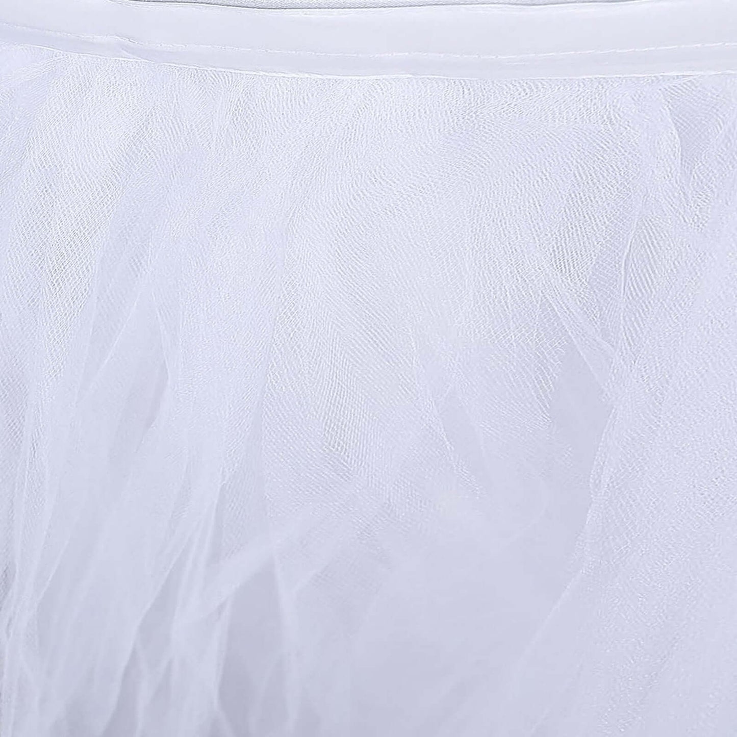 Tulle 21ft Table Skirt White - 4 Layer Pleated Tutu Chic & Soft Event Table Cover