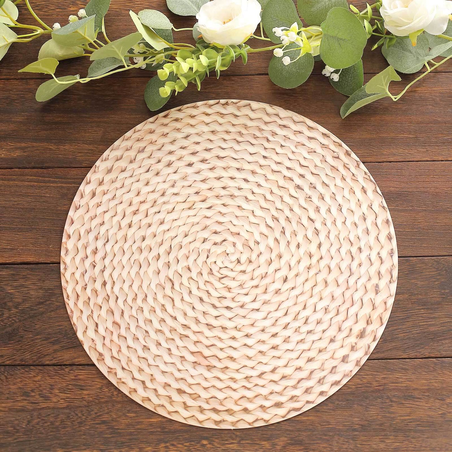 6-Pack Disposable Table Placemats in Wheat with Woven Rattan Print - 700GSM Cardboard Placemats for Rustic Themes & Outdoor Events 13"