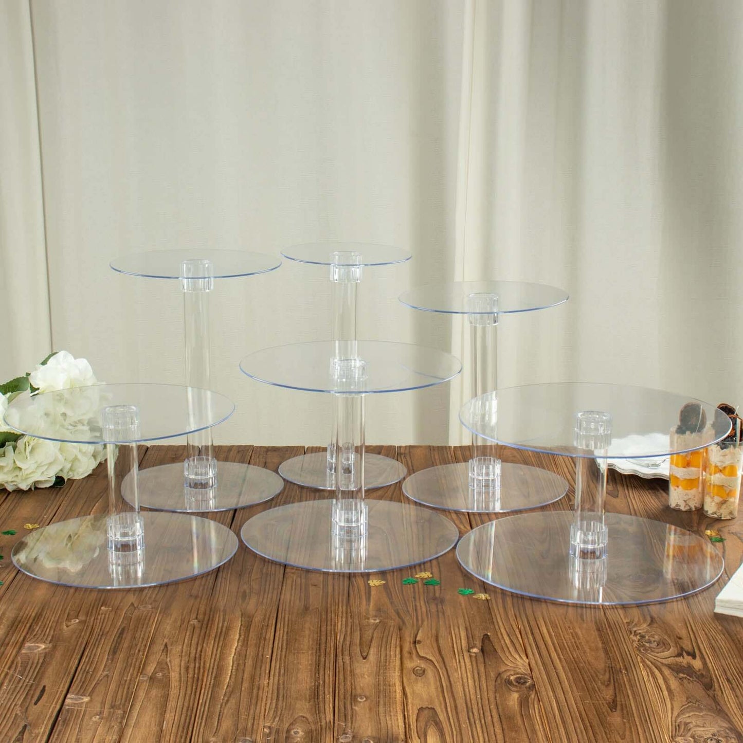 6-Tier Acrylic Cake Stand Set Clear - Assorted Sizes for Buffet Party Tables