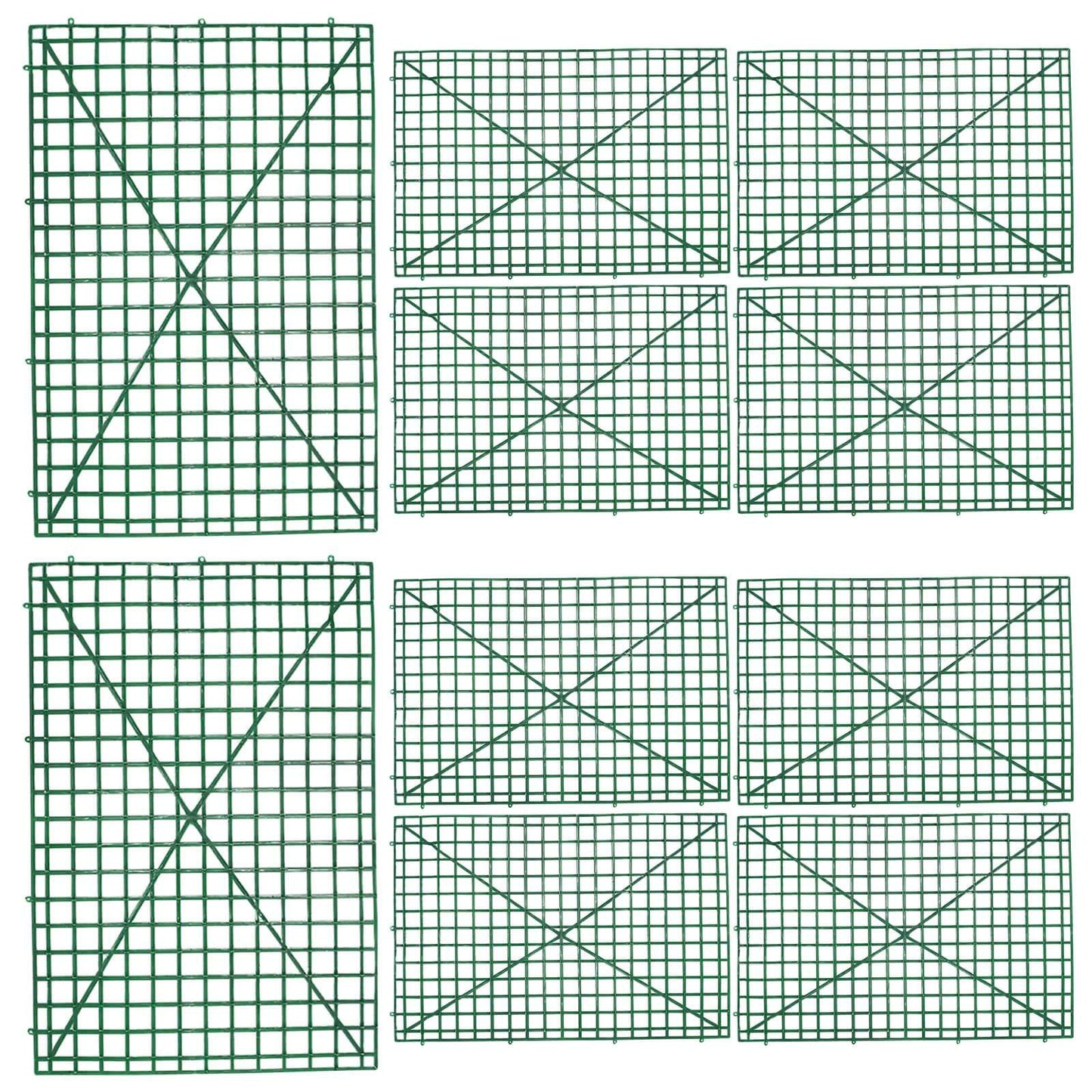 10 Pack 24"x16" Dark Green Artificial Flower Wall Grid Panel Frames, DIY Plastic Mesh Plant Wall Backdrop Fences