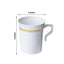 8-Pack Plastic Coffee Mugs White with Gold Stripes - Sturdy Disposable Cups for Coffee and Tea 8oz 4"