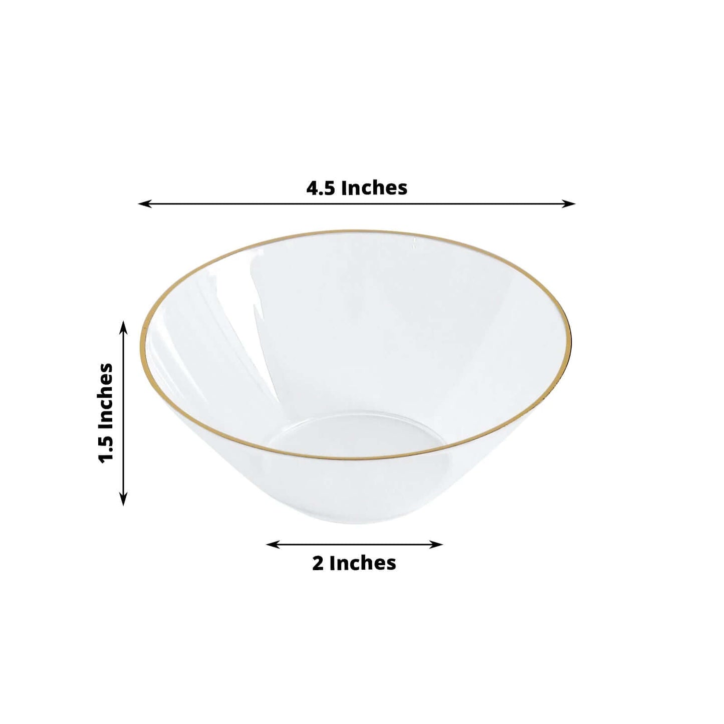 24-Pack Heavy Duty Plastic Ice Cream Bowls Clear Premium Gold Rim - Perfect for Celebrations 7oz
