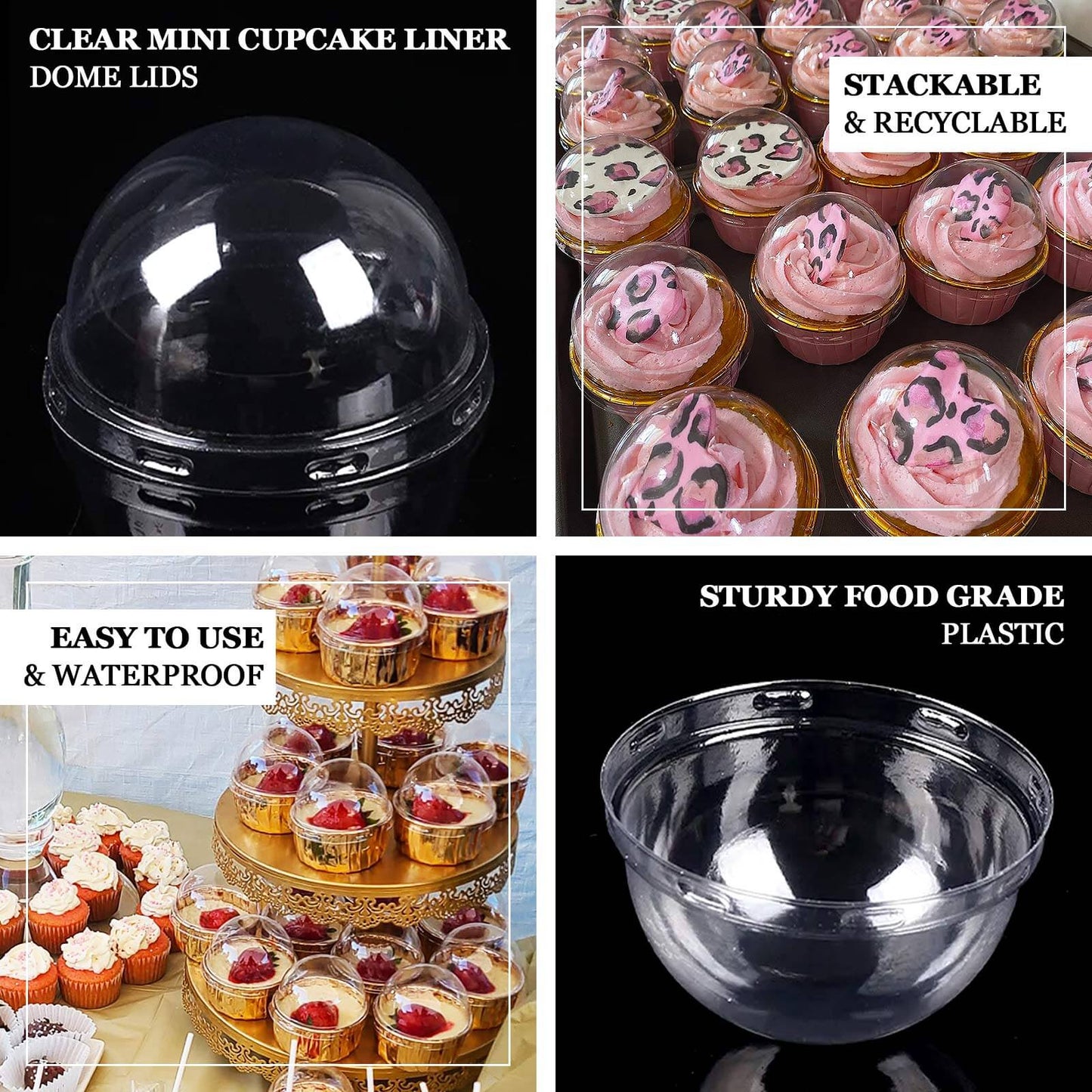 50-Pack Plastic Dome Lids For Cupcake Liners Clear - Food Safe Disposable Baking Cake Cup Lids for Dessert Buffets Bakery Displays & Party Favors 3"
