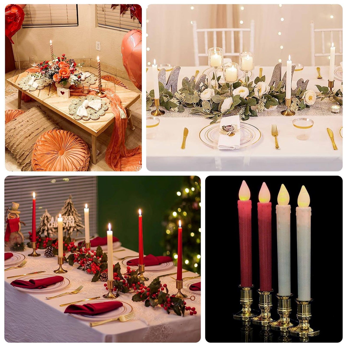 Set of 4 Metal Taper Candle Holders Vintage Gold with Sturdy Round Base - Traditional Pillar Candlestick Holders 2.5", 3"