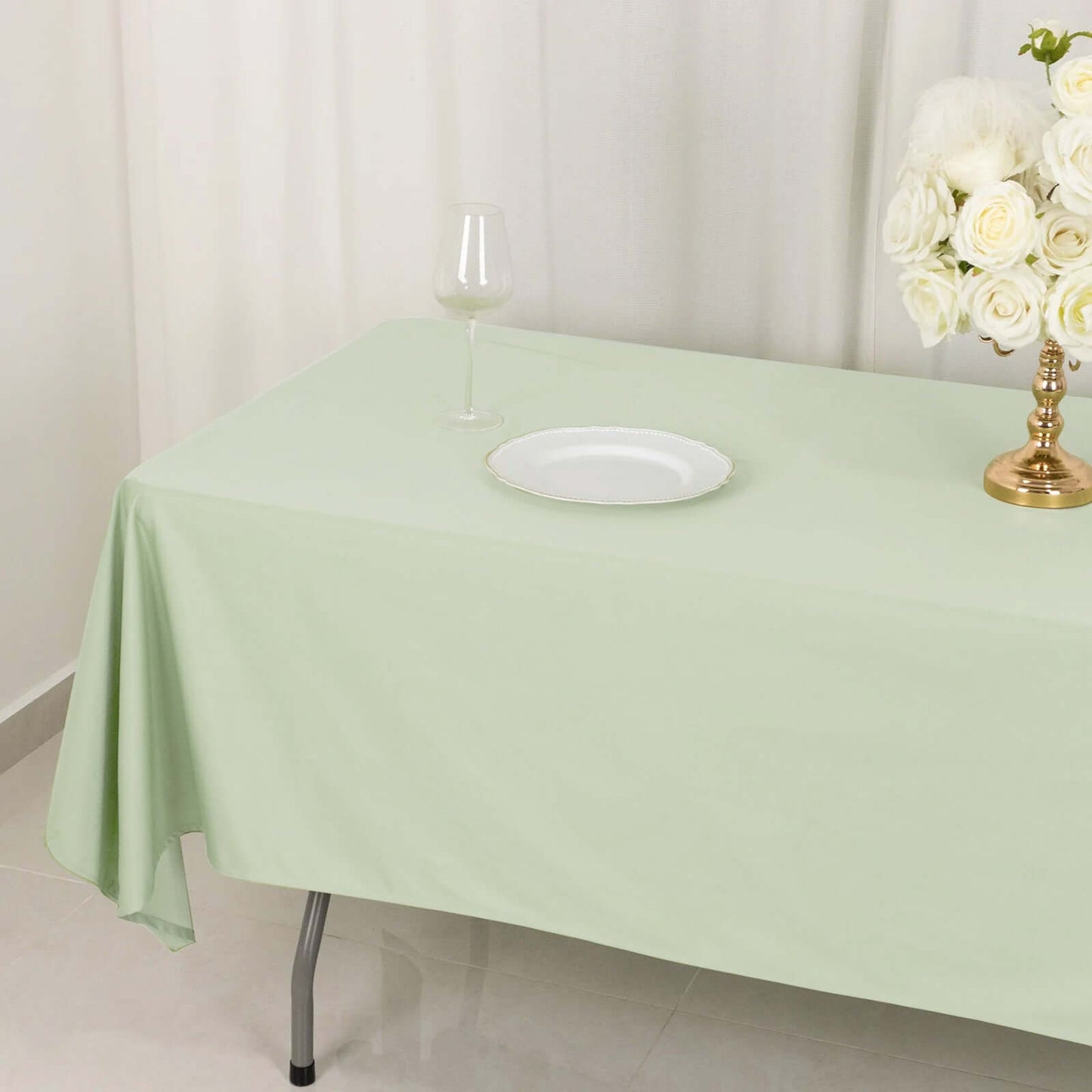 Scuba Rectangular 60"x102" Tablecloth Sage Green - Wrinkle Free & Stain Resistant Table Cover