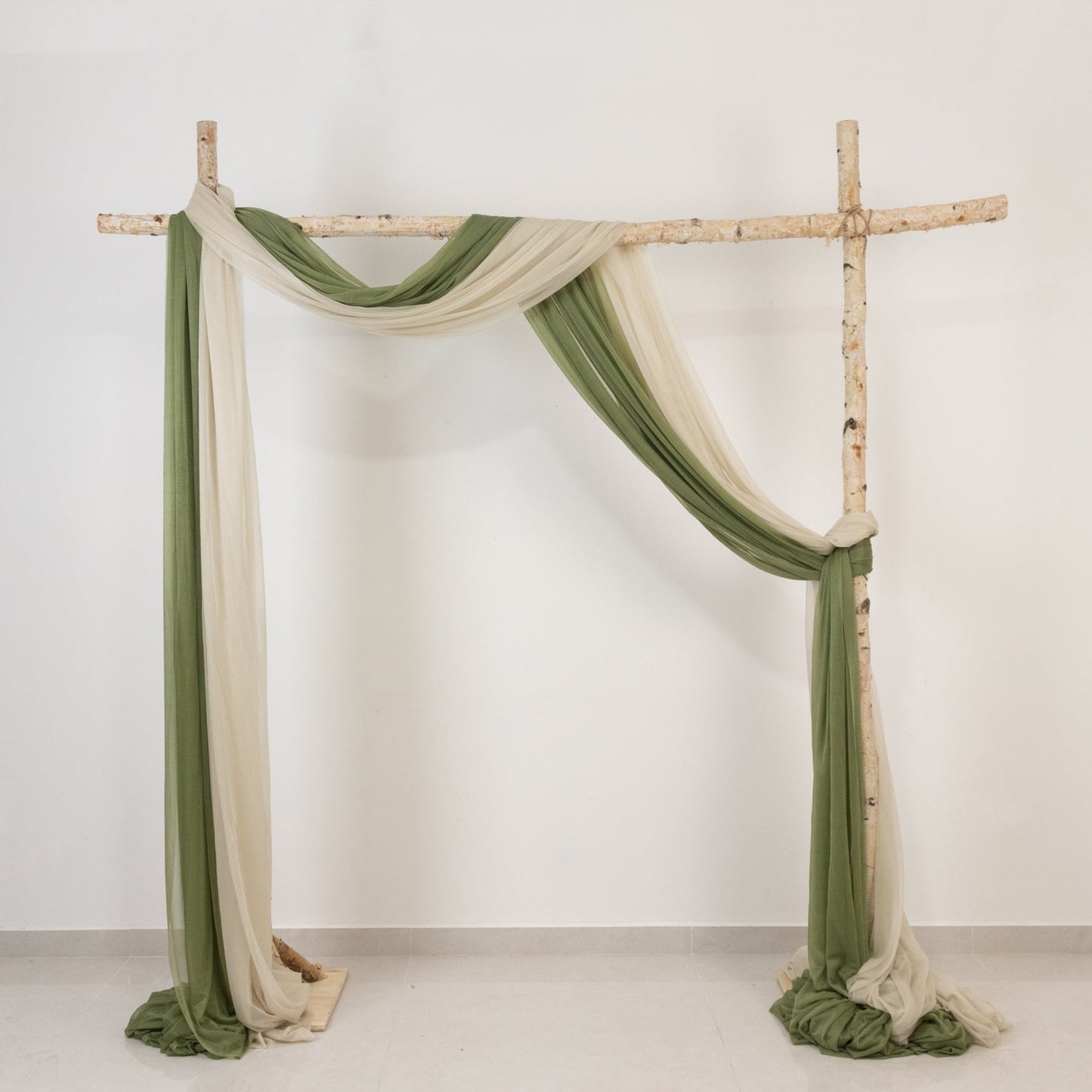 Beige Sheer Backdrop Drape â€“ 5ftx32ft Wedding Arch & Ceiling Decor Panel, Wrinkle Free with Soft Shimmer