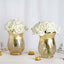 2-Pack Glass Hurricane Vases Bell Shaped Crackle Gold Curvy Design - Stylish Candle Holder Centerpieces 8"