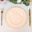 10-Pack Plastic 10" Dinner Plates in Nude with Gold Scalloped Rim - Disposable Large Party Plates