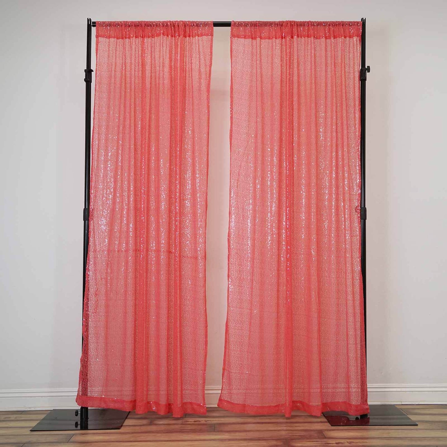 Pack of 2 52"x64â€ Coral Sequin Curtains With Rod Pocket Window Treatment Panels - Clearance SALE